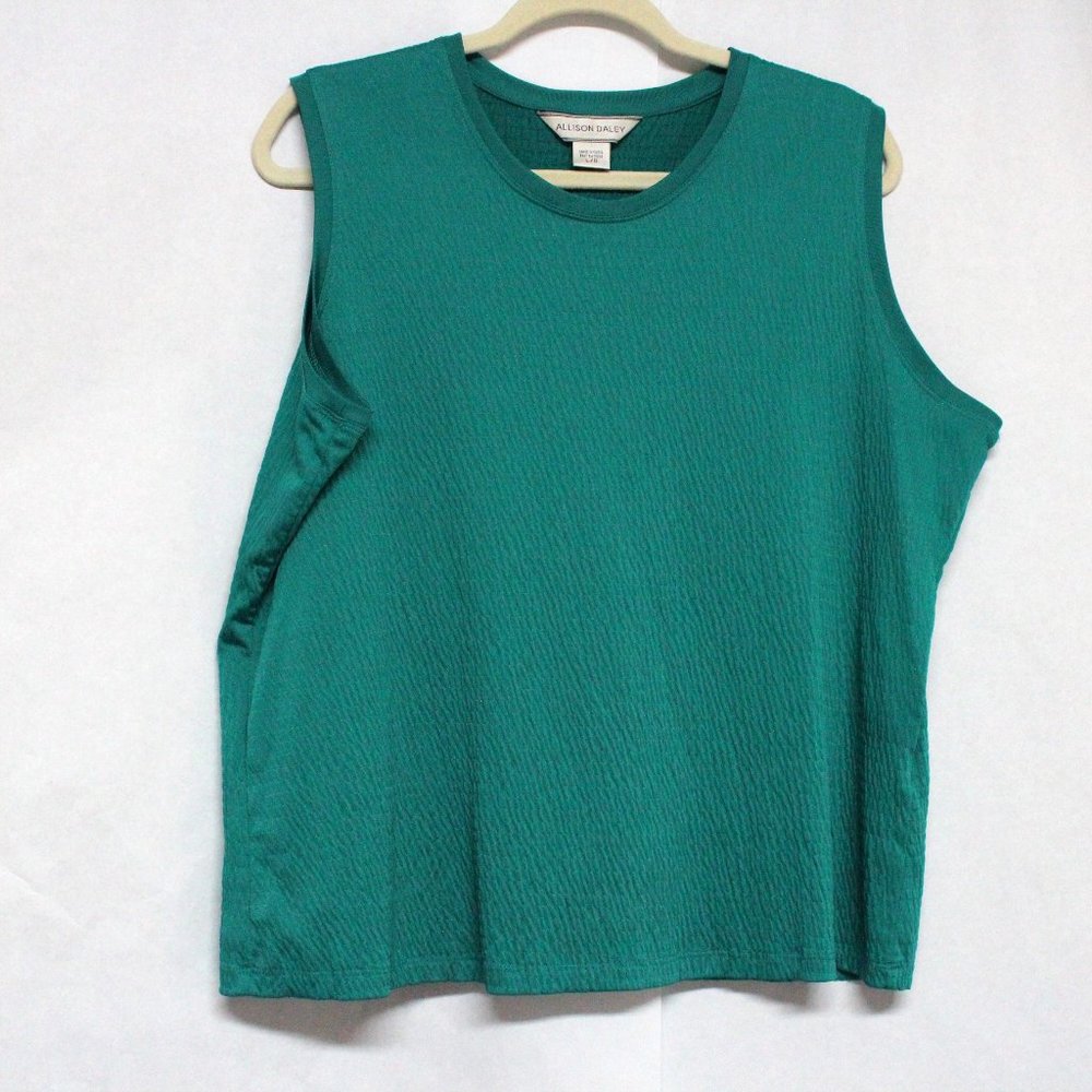 Women's Large Allison Daley Teal Green Sleeveless Top Shell or Blouse